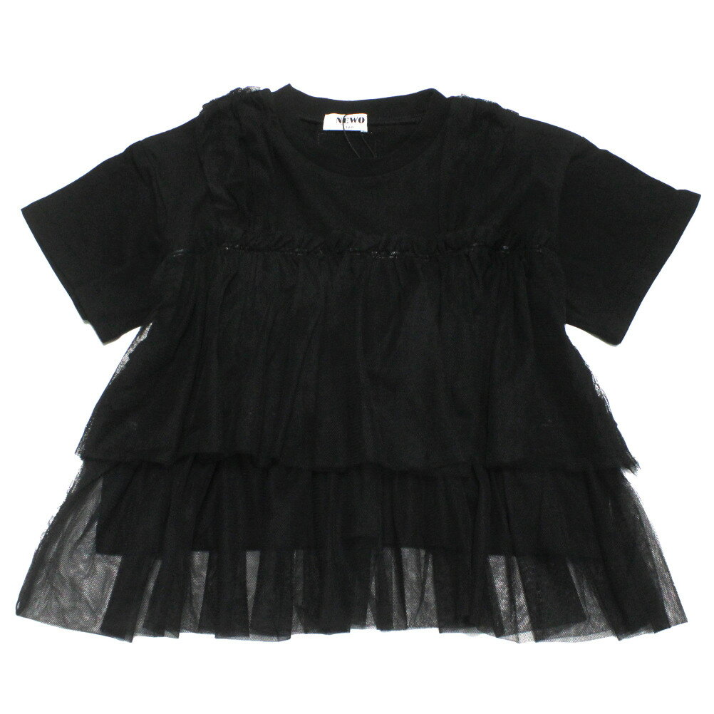 T-Shirts （Short Sleeve） - 【ニードルワークス/ジュニア服/NEEDLEWORKS】 【NeWo】チュールドッキングTシャツ ブラック