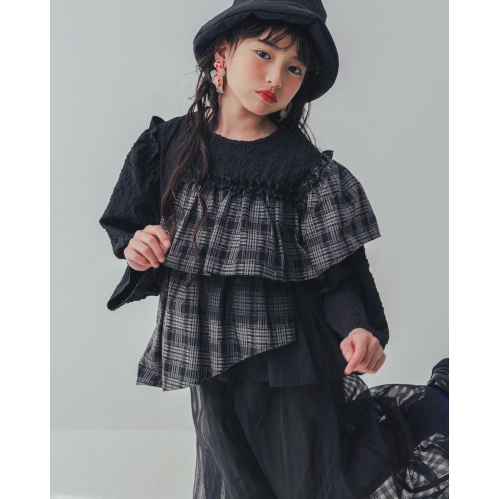 【ユニカ/UNICA/子供服/キッズ/女の子】 セール 【30%OFF】 チェックレイヤードブラウス ブラック(4) millibar-10557691 子供服ミリバール サンプル画像2