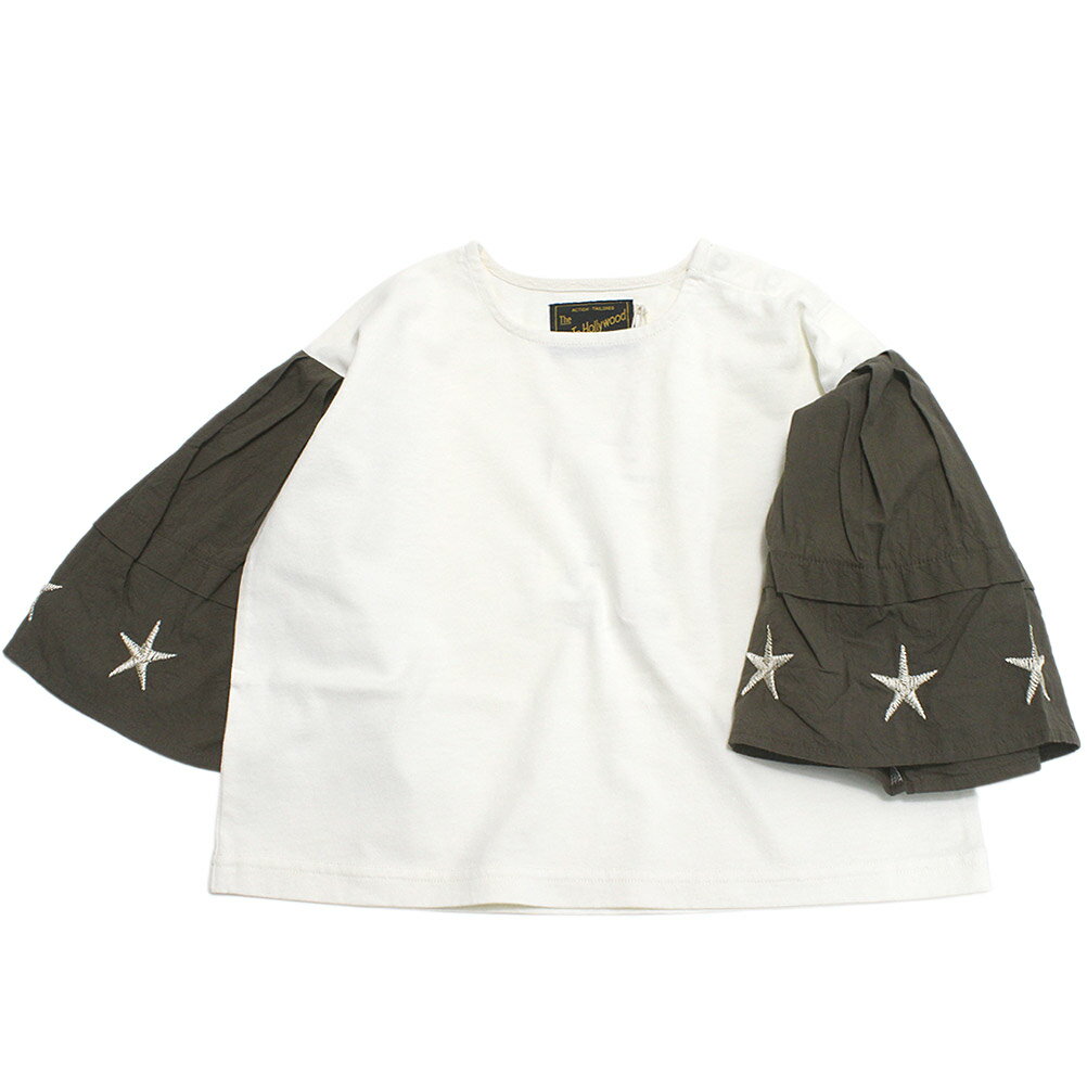 【ゴートゥーハリウッド GO TO HOLLYWOOD/子供服/親子】 テンジク スクエア ネック スター TEE 1W白