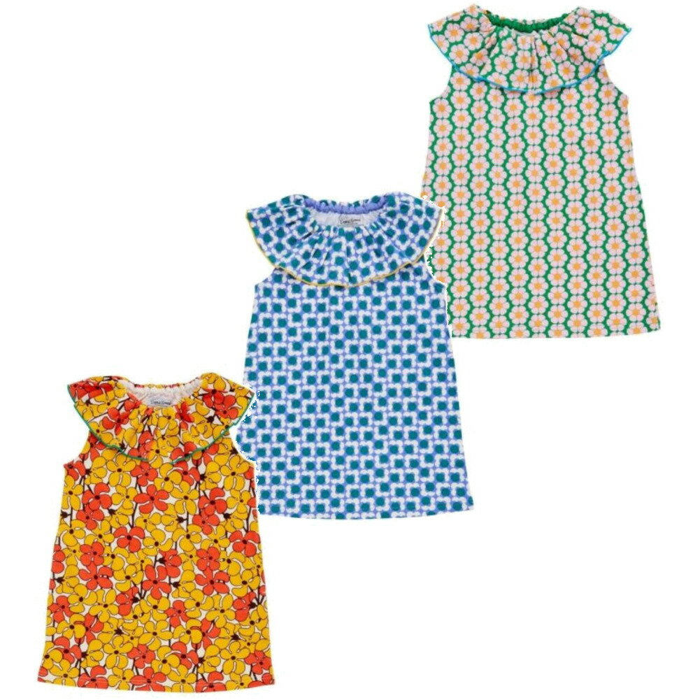 樂天商城 - 【ocean＆ground/オーシャンアンドグラウンド/子供服/ベビー/キッズ/ジュニア】 レトロパターンフリルカラーワンピース