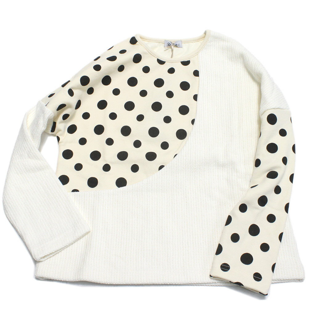 【ユニカ/UNICA/子供服/キッズ/女の子】 ドット柄切り替えトレーナー オフホワイト(2)(4)