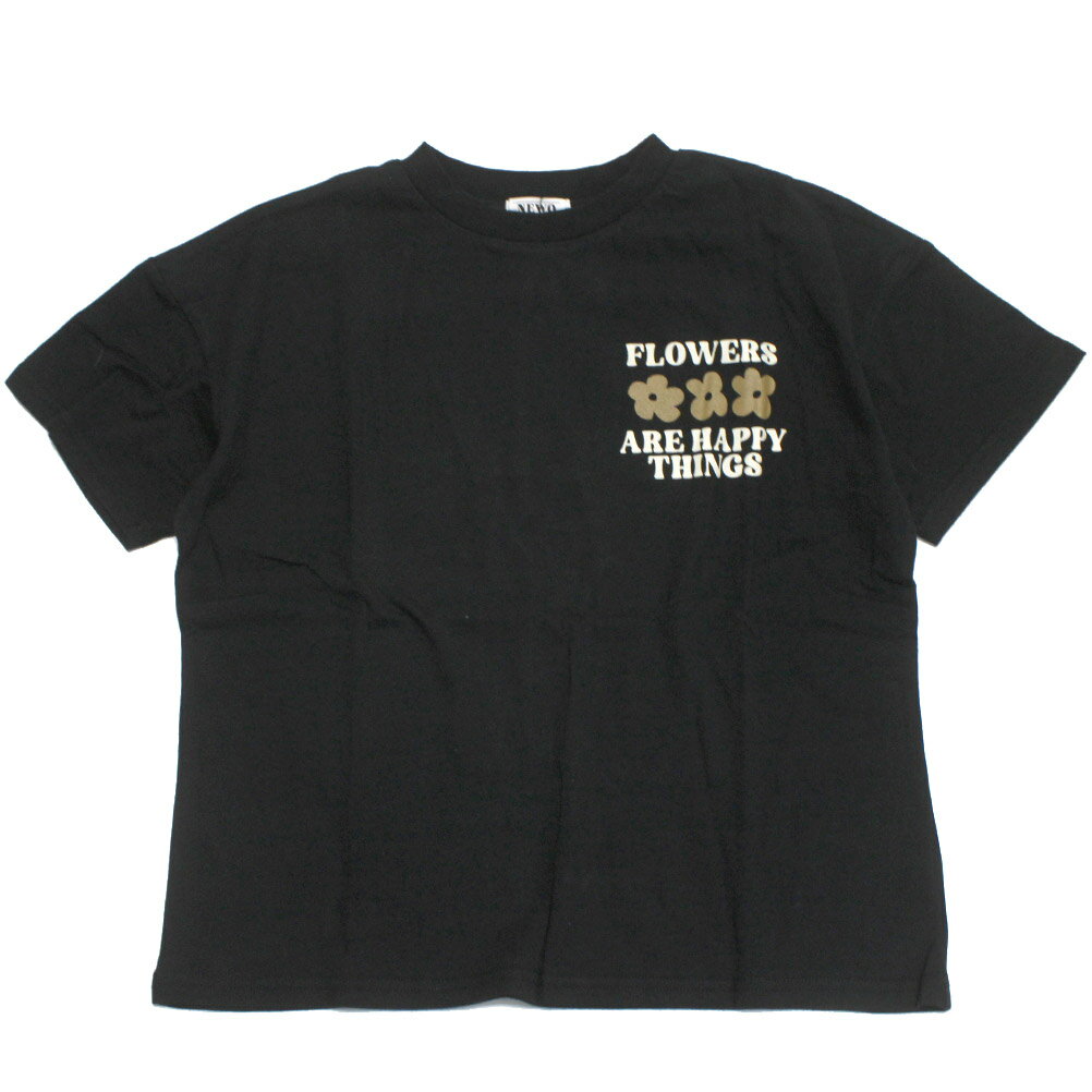 樂天商城 - 【ニードルワークス/ジュニア服/NEEDLEWORKS】 【NeWo】フラワーTシャツ ブラック