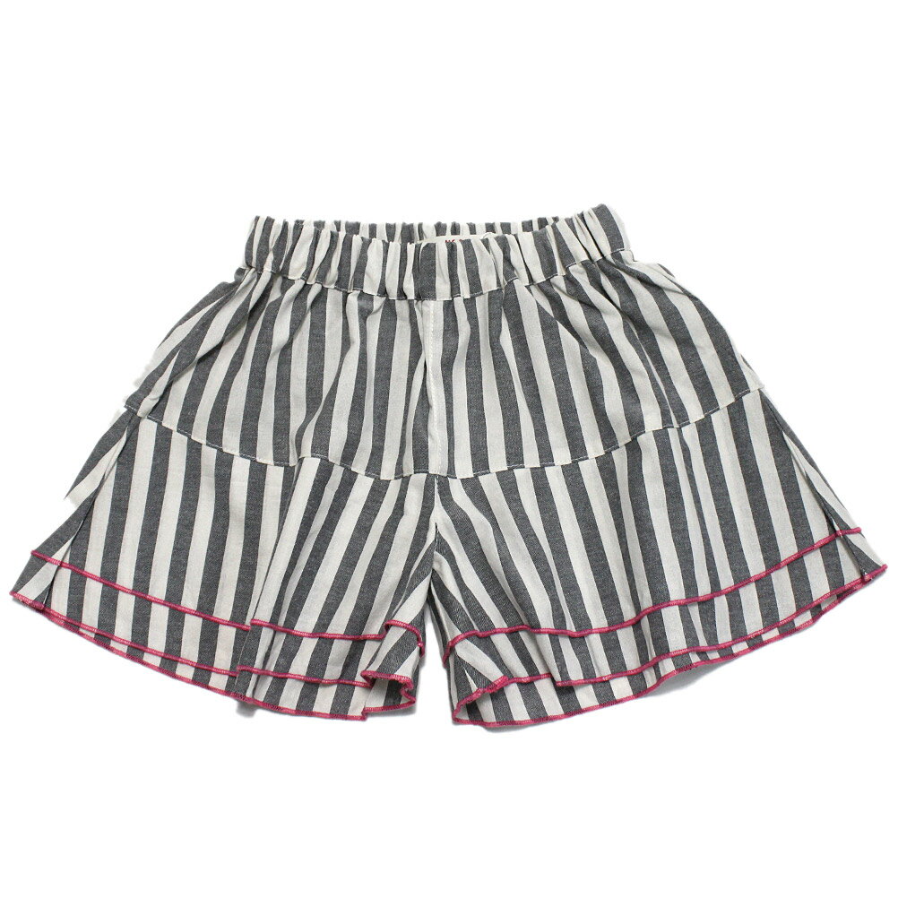 【KoQueliKo/コキュリコ/キッズ/子供服】 Flare short パンツ 黒ストライプ(2)