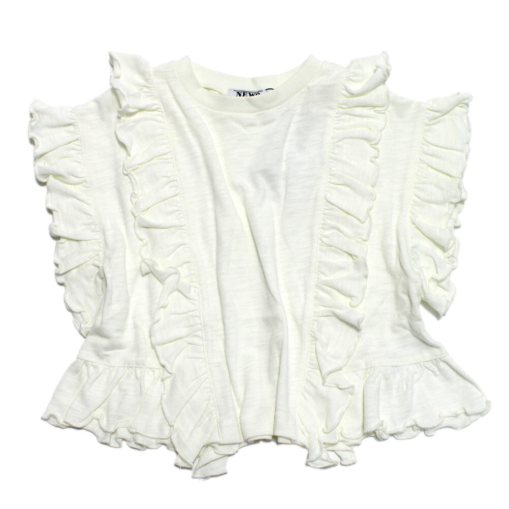 Rakuten - 【ニードルワークス/ジュニア服/NEEDLEWORKS】 【NeWo】フリルTシャツ オフホワイト