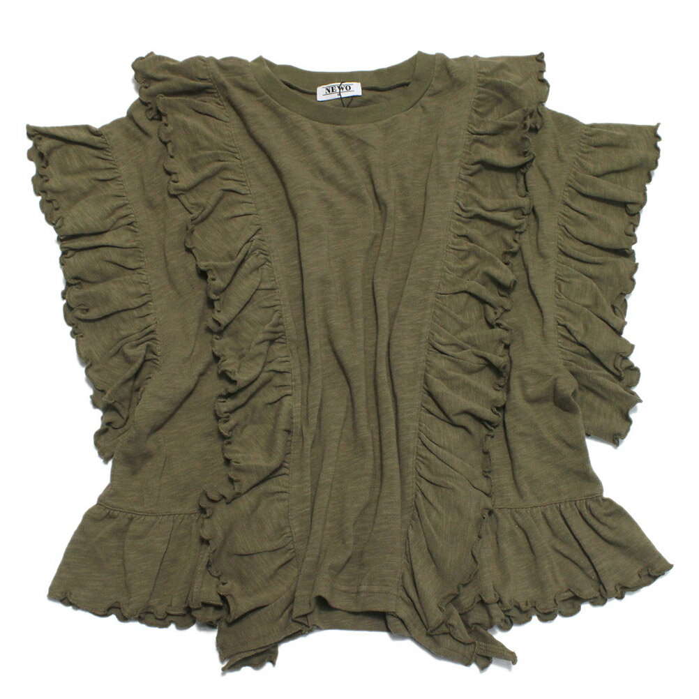  フリルTシャツ カーキ