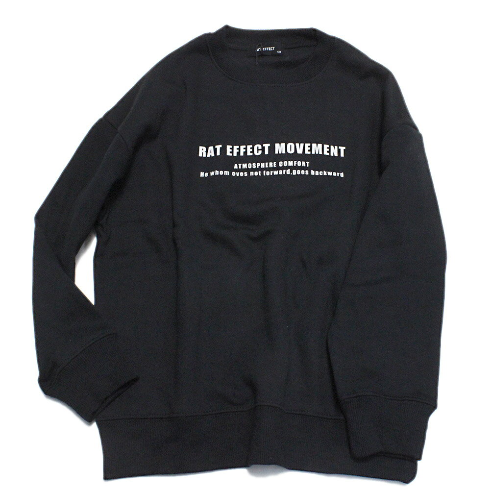 【RAT EFFECT ラットエフェクト 子供服 ジュニア】 セール 【50%OFF】 裏起毛アースロゴバックプリントトレーナー ブラック