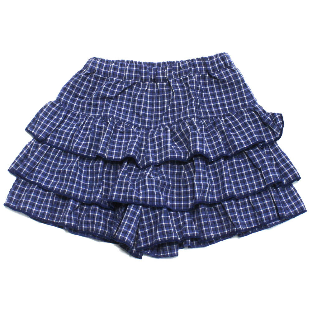 【ニードルワークス/ジュニア服/NEEDLEWORKS】 【NeWo】チェックフリルショートパンツ ネイビー