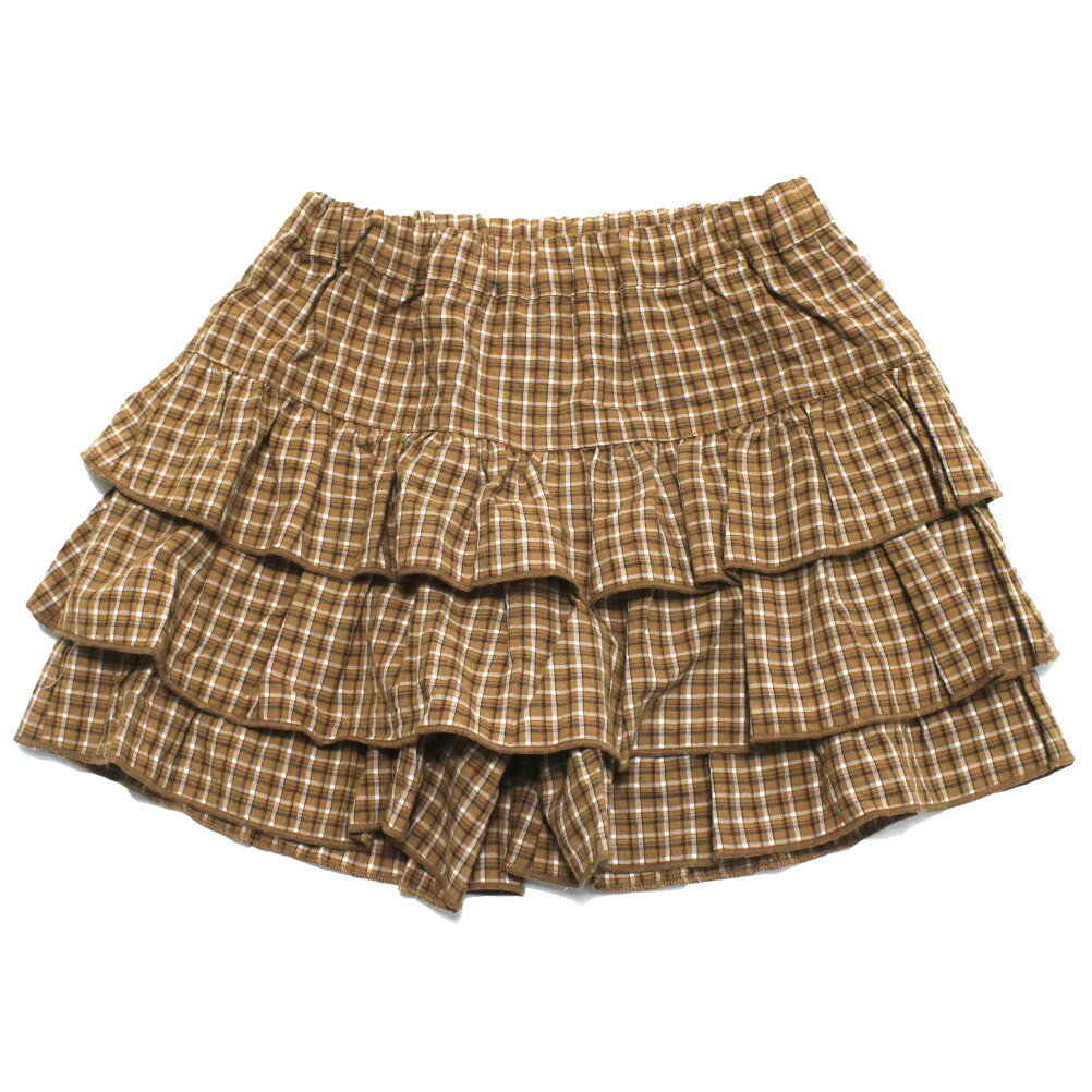【ニードルワークス/ジュニア服/NEEDLEWORKS】 【NeWo】チェックフリルショートパンツ ブラウン
