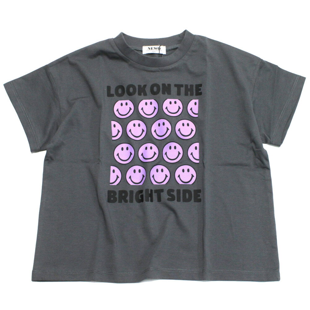 樂天商城 - 【ニードルワークス/ジュニア服/NEEDLEWORKS】 【NeWo】ボックススマイルTシャツ C.グレー