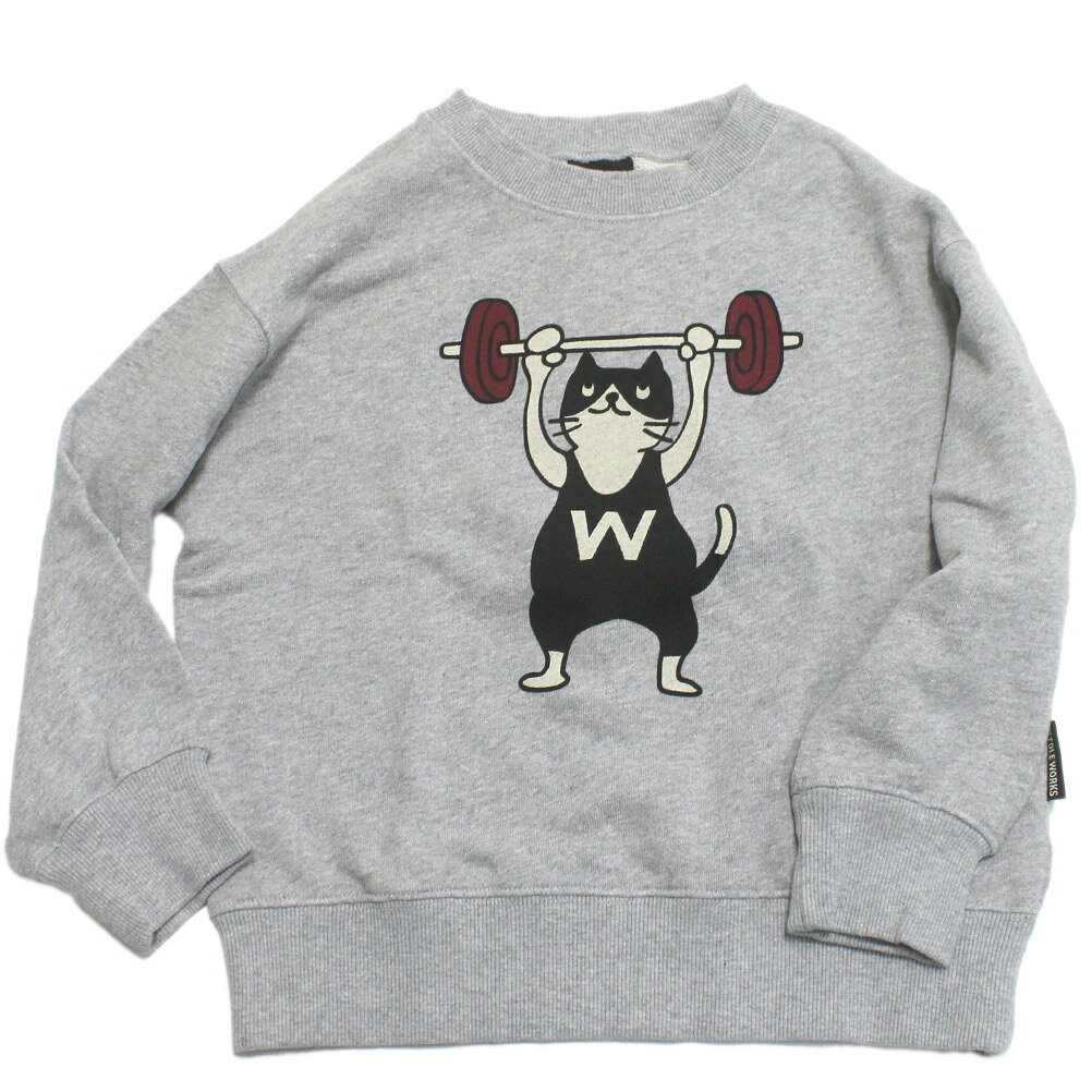 【ニードルワークス/ジュニア服/NEEDLEWORKS】 ダンベルCAT トレーナー トップグレー