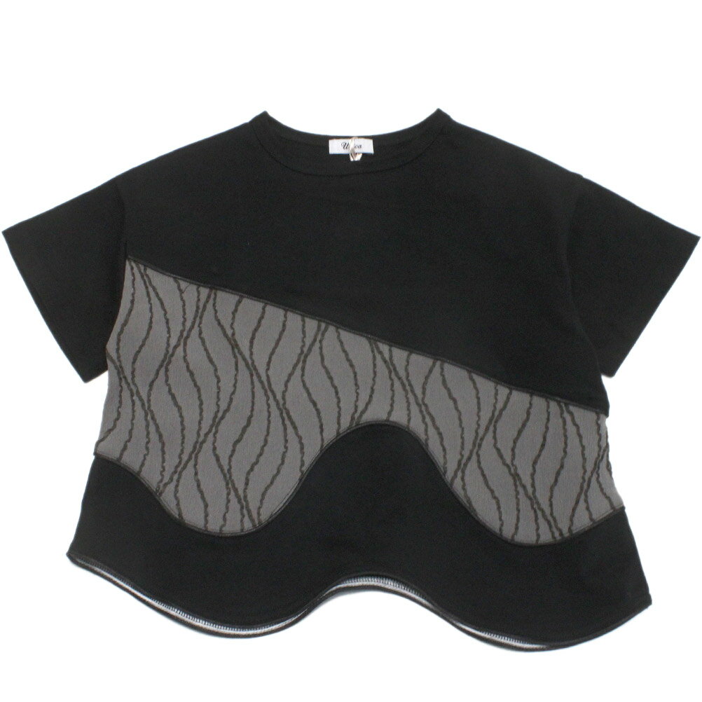 T-Shirts （Half Sleeves） - 【ユニカ/UNICA/子供服/キッズ/女の子】 キラキラライン切替Tシャツ ブラック(4)