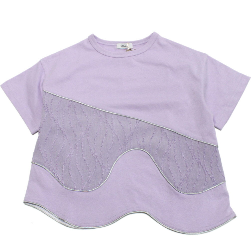 T-Shirts （Half Sleeves） - 【ユニカ/UNICA/子供服/キッズ/女の子】 キラキラライン切替Tシャツ ライトパープル(41)