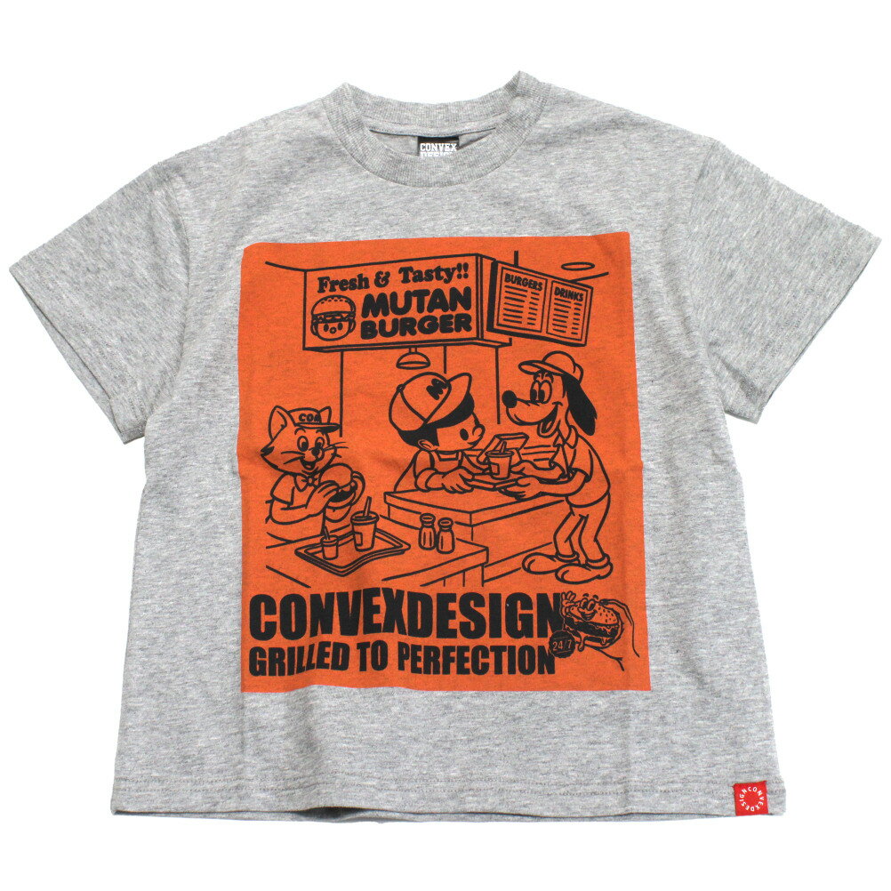 樂天商城 - 【コンベックス/CONVEX/子供服/ジュニア/キッズ】 バーガーSHOP/ワイドTシャツ 杢グレー(15)