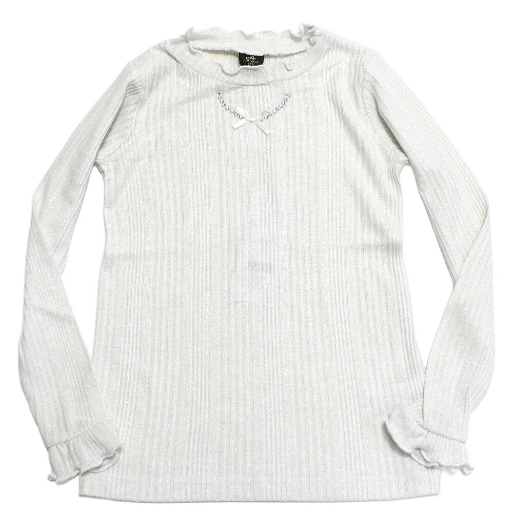 樂天商城 - 【子供服/エマーブル/子ども服/AIMABLE/ジュニア】 ラメ入りリブTシャツ アイボリー(IV)