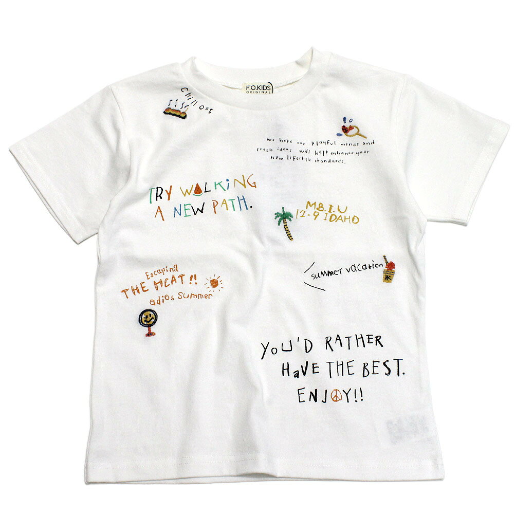 Rakuten - 【F.O.KIDS/エフオー/アメカジ/エフオーキッズ/子供服】 ロゴ×ステッチワークTシャツ オフホワイト(OW)