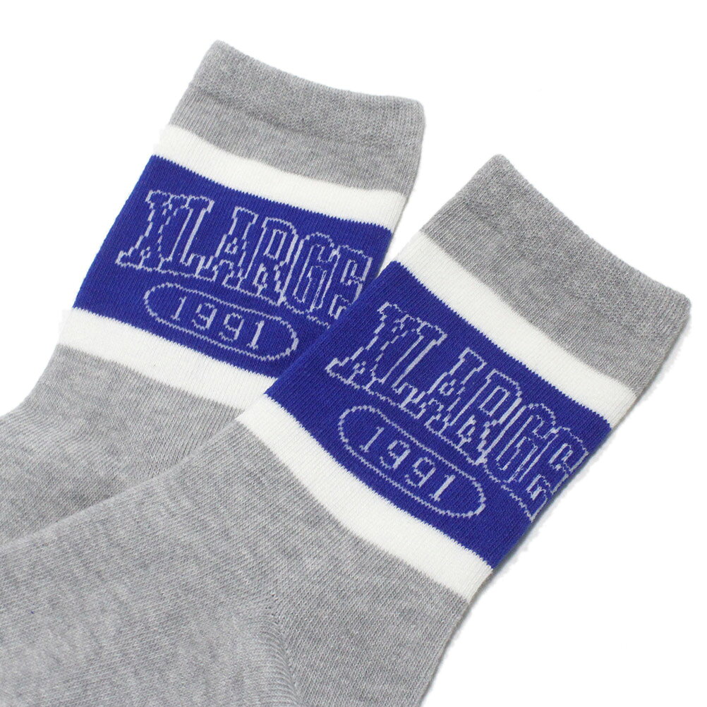 【エクストララージキッズ/エックスラージ/子供服/XLARGE KIDS】 切替ロゴクルーソックス TOP・グレー(85)