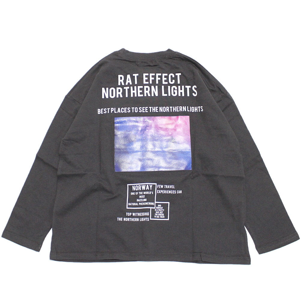 【RAT EFFECT ラットエフェクト 子供服 ジュニア】 フォトプリントロングTシャツ チャコール(4.0)