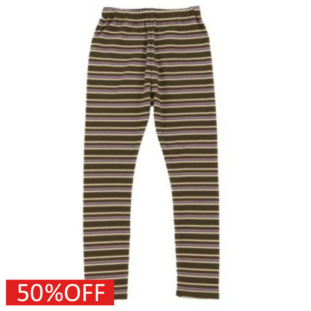 【ocean＆ground/オーシャンアンドグラウンド/子供服/ベビー/キッズ/ジュニア】 セール 【50%OFF】 ストレッチワッフルボーダーレギンス オリーブ(OL)