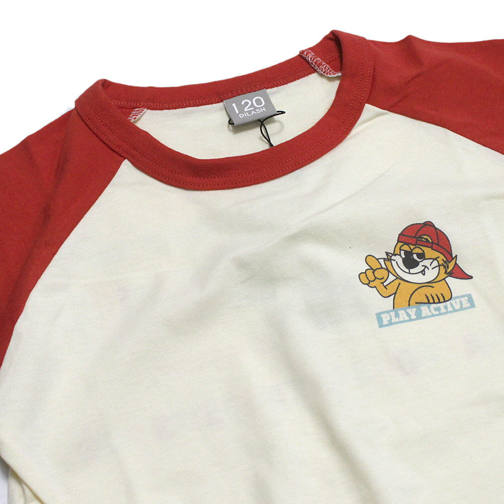 【子ども服/ジュニア/DILASH/子供服/ディラッシュ】 セール 【50%OFF】 PLAY ACTIVEラグラン半袖Tシャツ レッド(RR)