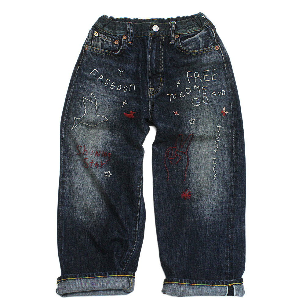 Rakuten - 【子供服/デニムダンガリー/DENIM DUNGAREE/親子/デニム＆ダンガリー/DD】 12ozHOME MADEデニム シシュウ LPN 4NV紺