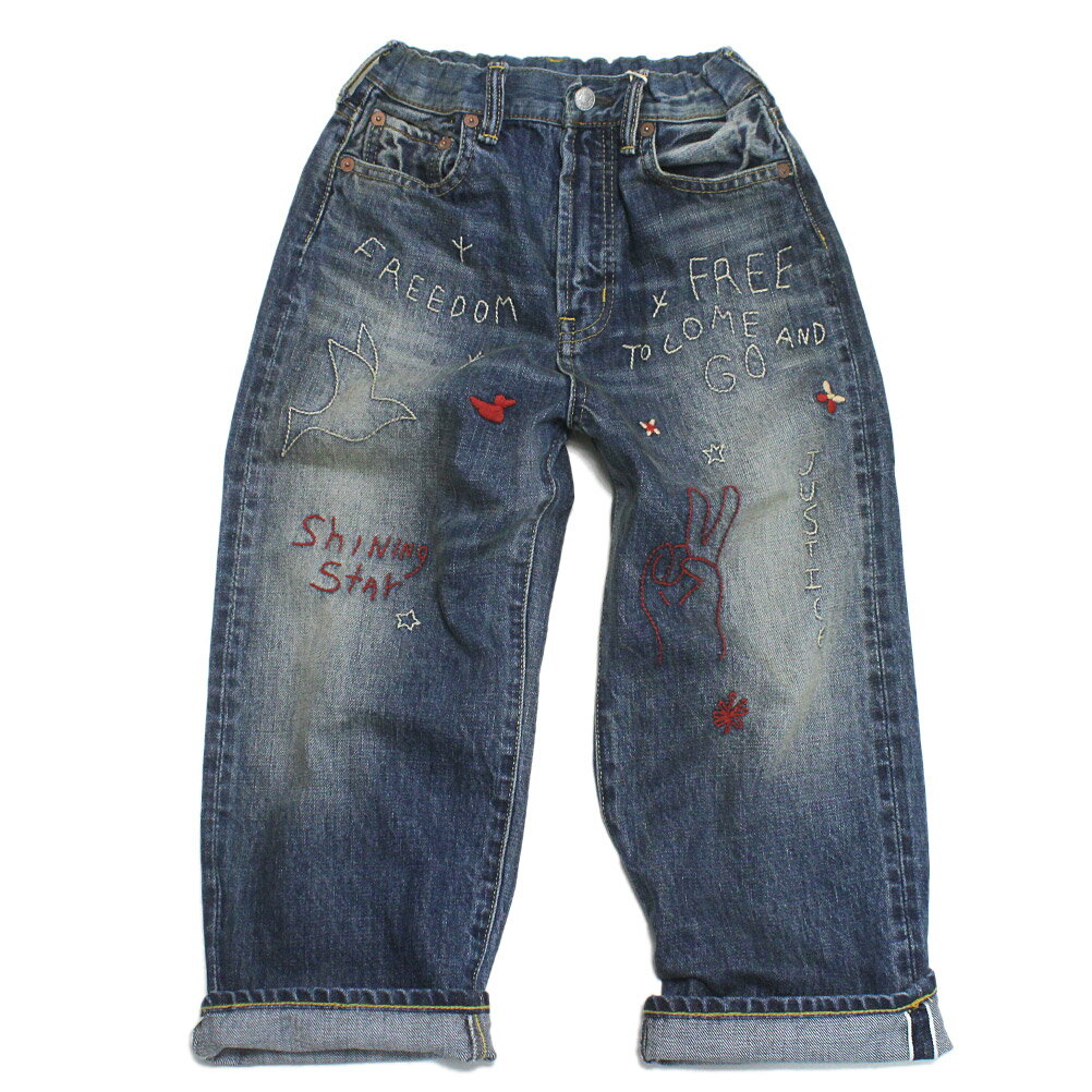 Rakuten - 【子供服/デニムダンガリー/DENIM DUNGAREE/親子/デニム＆ダンガリー/DD】 12ozHOME MADEデニム シシュウ LPN 14BLブルー