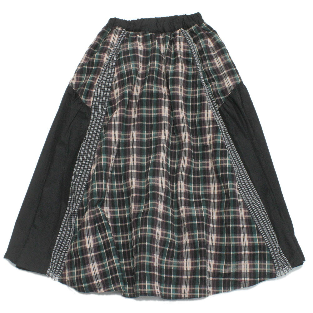 樂天商城 - 【ユニカ/UNICA/子供服/キッズ/女の子】 チェックコンビネーションギャザースカート ブラック×オフホワイト(54)