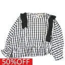 【ユニカ/UNICA/子供服/キッズ/女の子】 セール 【50%OFF】 チェックドルマンスリーブフリルブラウス ブラック(4)