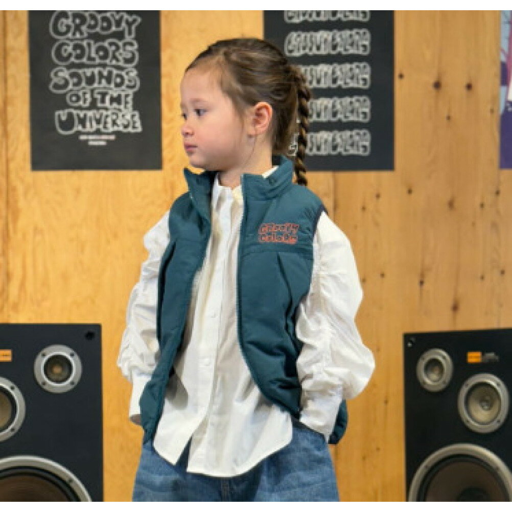 【子供服/グルーヴィーカラーズ/groovy colors/ジュニア/男の子】 ナイロンタフタ VEST【9月入荷予定】 8GNグリーン