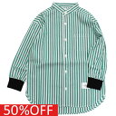 【ジェネレーター/子供服/GENERATOR/ジュニア 】 セール 【50%OFF】 バンドカラーL/Sシャツ ストライプグリーン(SN)