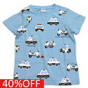 【知育玩具/子供服/ベビー/キッズCHEEK ROOM/チークルーム】 セール 【40%OFF】 パトカー総柄Tシャツ ブルー(BL)
