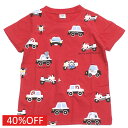 【知育玩具/子供服/ベビー/キッズCHEEK ROOM/チークルーム】 セール 【40%OFF】 パトカー総柄Tシャツ レッド(RE)