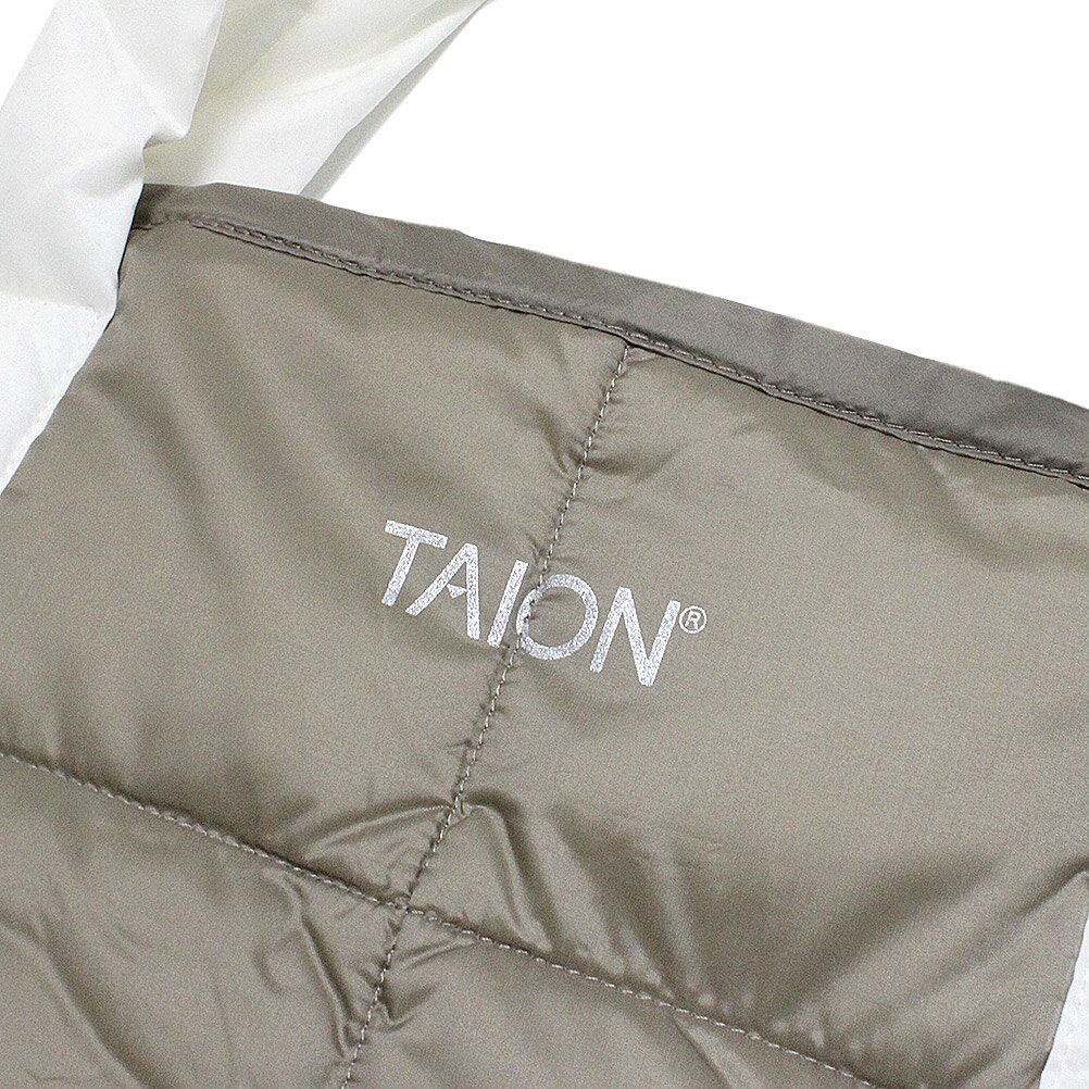 【TAION/タイオン/ダウン/インナーダウン/キッズ/子供服/プレゼント】 バイカラー ダウントートバッグ カーキ×オフホワイト(KOF)