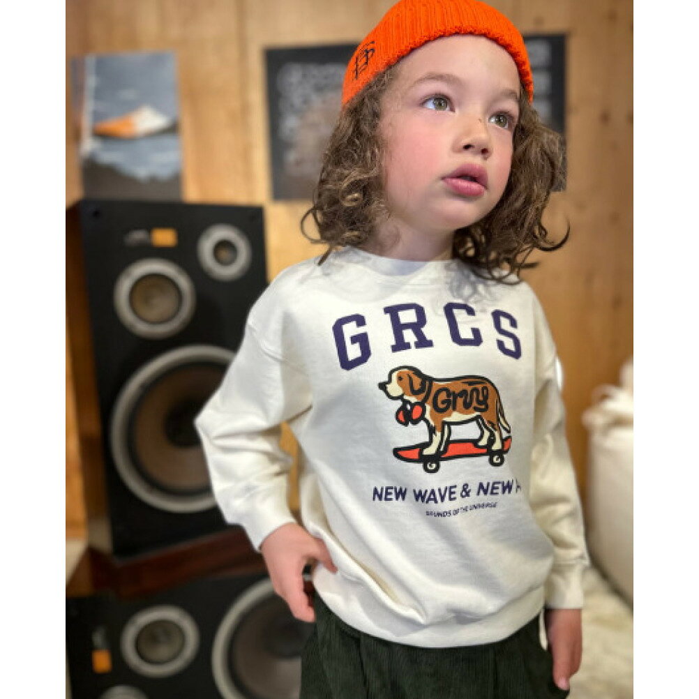 【子供服/グルーヴィーカラーズ/groovy colors/ジュニア/男の子】 ウラケ BASIC SKATE DOG スウェット【9月入荷予定】 11OW生成