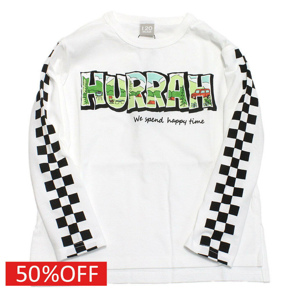 Rakuten - 【子ども服/ジュニア/DILASH/子供服/ディラッシュ】 セール 【50%OFF】 チェッカー天竺長袖Tシャツ オフホワイト(OW)