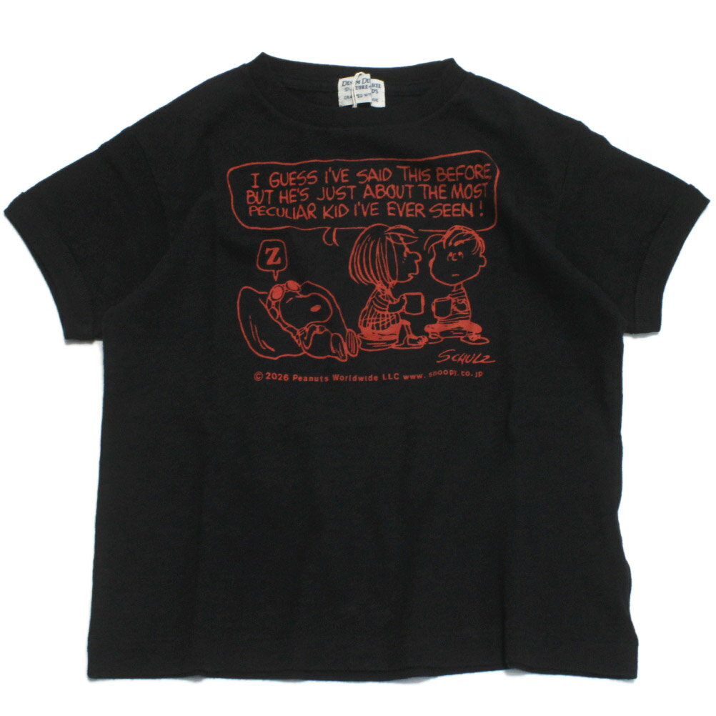 乐天商城 - 【子ども服/デニムダンガリー/スヌーピーコラボ/DENIM DUNGAREE/ジュニア服】 テンジク SNOOPY EVER SEEN TEE 2BK黒