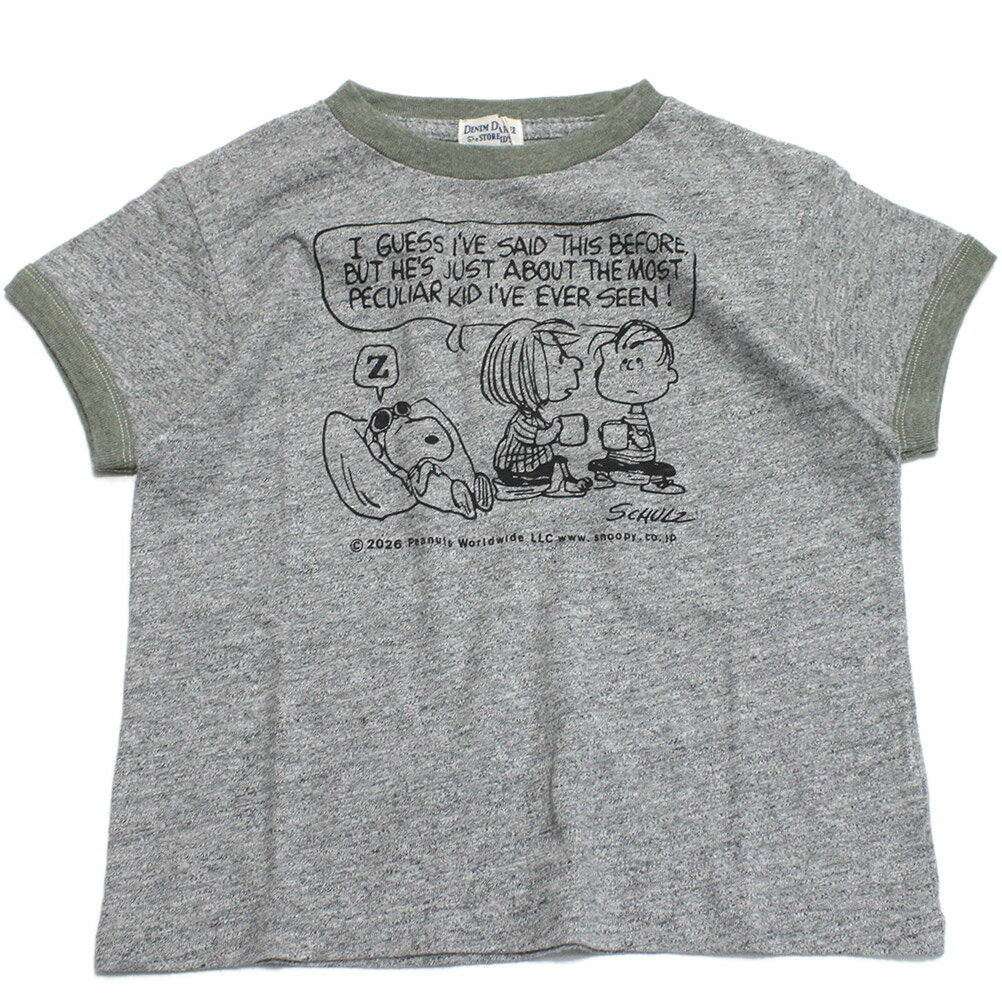 Rakuten - 【子ども服/デニムダンガリー/スヌーピーコラボ/DENIM DUNGAREE/ジュニア服】 テンジク SNOOPY EVER SEEN TEE 3GRグレー