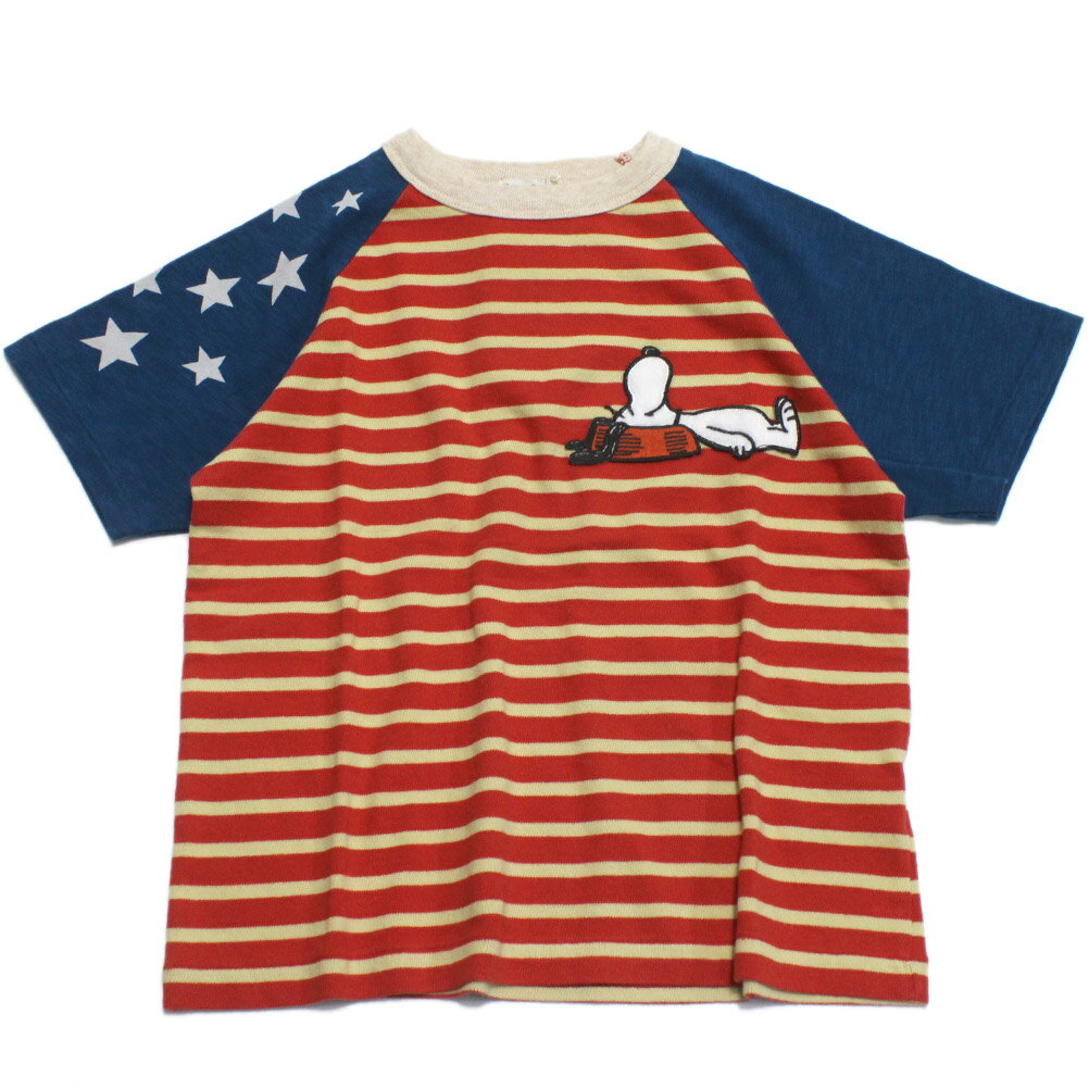 Rakuten - 【子ども服/デニムダンガリー/スヌーピーコラボ/DENIM DUNGAREE/ジュニア服】 テンジク SNOOPY ボーダー TEE 5R赤