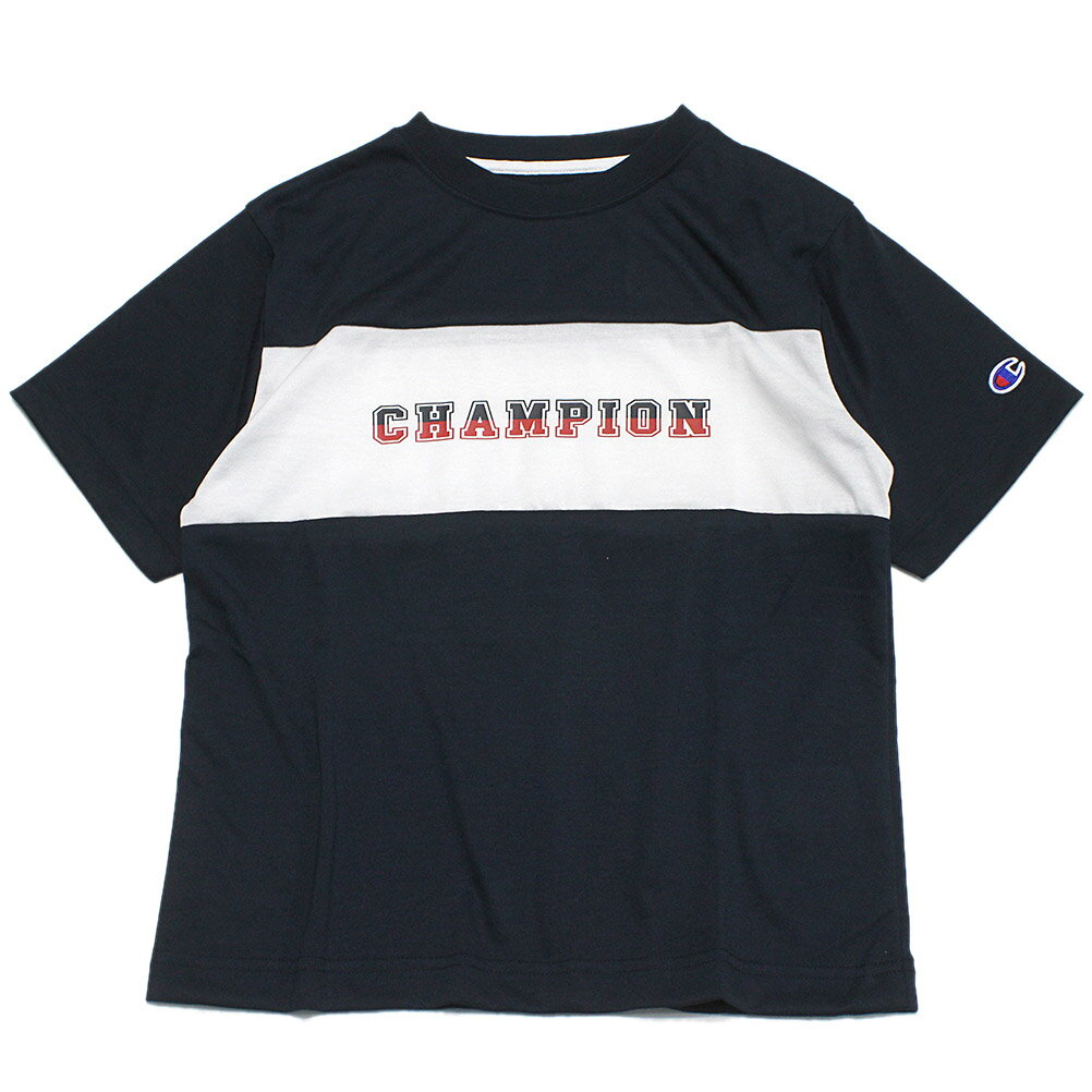 樂天商城 - 【CHAMPION/KIDS/チャンピオン/キッズ/子ども服】 CHAMPIONボックスロゴ リラックスフィットT ネイビー(370)