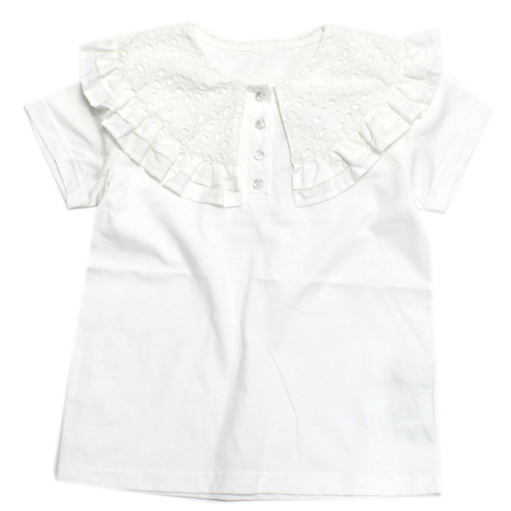 樂天商城 - 【マルーク/maarook/ベビー服/子供服/Wonder apartment】 天竺レース衿Tシャツ シロ(1)