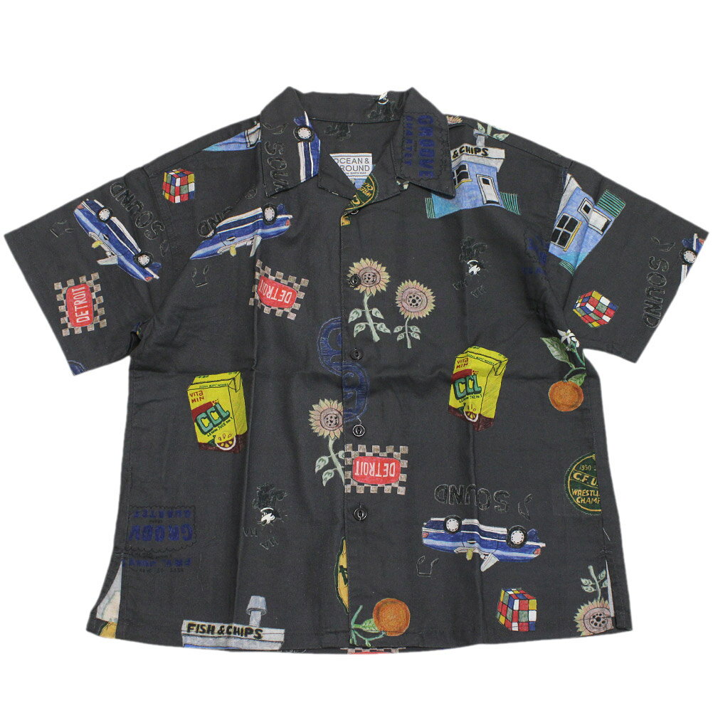 Short Sleeves - 【ocean＆ground/オーシャンアンドグラウンド/子供服/ベビー/キッズ/ジュニア】 ペイントアート開襟シャツ チャコール(CH)