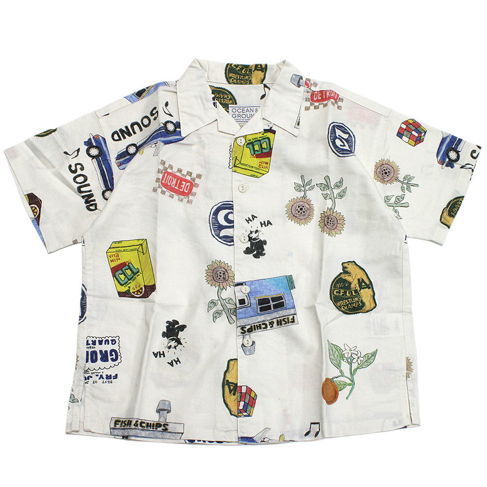 Short Sleeves - 【ocean＆ground/オーシャンアンドグラウンド/子供服/ベビー/キッズ/ジュニア】 ペイントアート開襟シャツ アイボリー(IV)