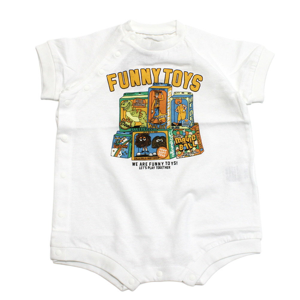 Short Sleeves - 【ocean＆ground/オーシャンアンドグラウンド/子供服/ベビー/キッズ/ジュニア】 FUNNY TOYSプリントロンパース ホワイト(WH)