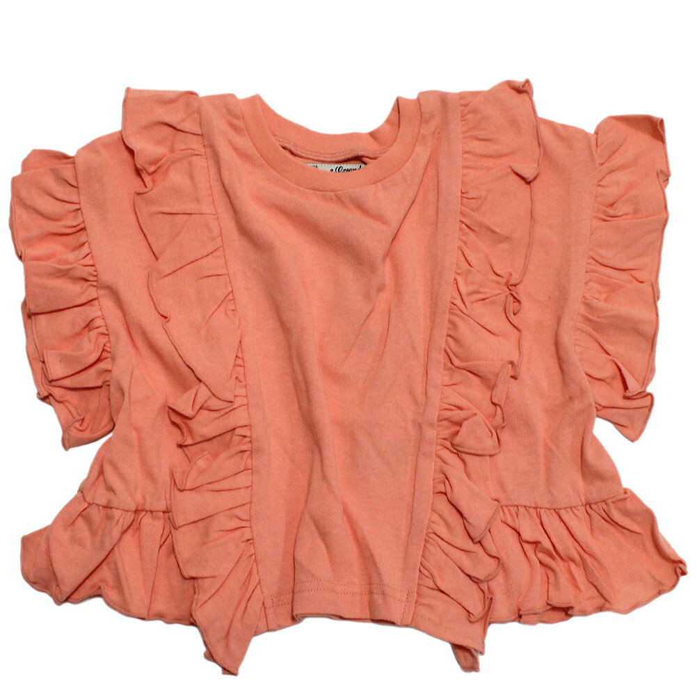【ocean＆ground/オーシャンアンドグラウンド/子供服/ベビー/キッズ/ジュニア】 フリルTシャツ アプリコット(AP)