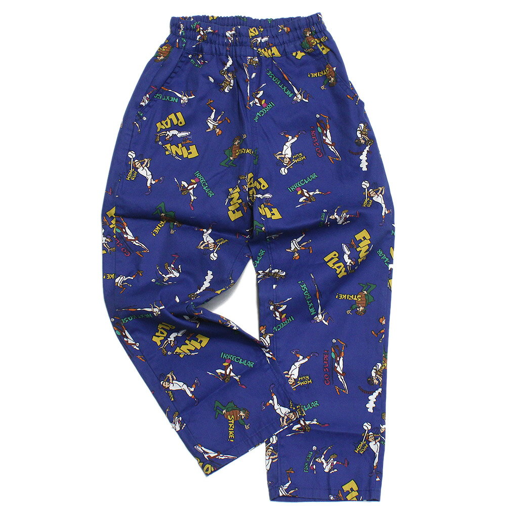 “オーシャン＆グラウンド”のソウガラテーパードパンツ・レトロポップなベースボール総柄デザイン・ゆったり穿けるテーパードシルエット・軽い穿き心地コットン100%・ウエストは総ゴム仕様・コーディネートのポイントになるアイテム◎本体　綿100%チ...