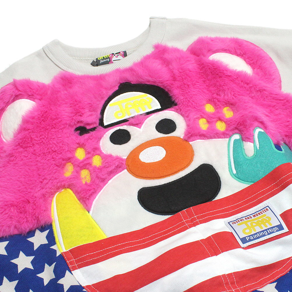 【ジャム/JAM/子供服/キッズ/男の子/女の子】 ビッグフェイス ワイドトレーナー ピンク