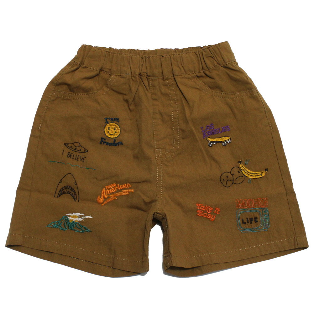 樂天商城 - 【ocean＆ground/オーシャンアンドグラウンド/子供服/ベビー/キッズ/ジュニア】 エンブロイダリーショーツ キャメル(CA)