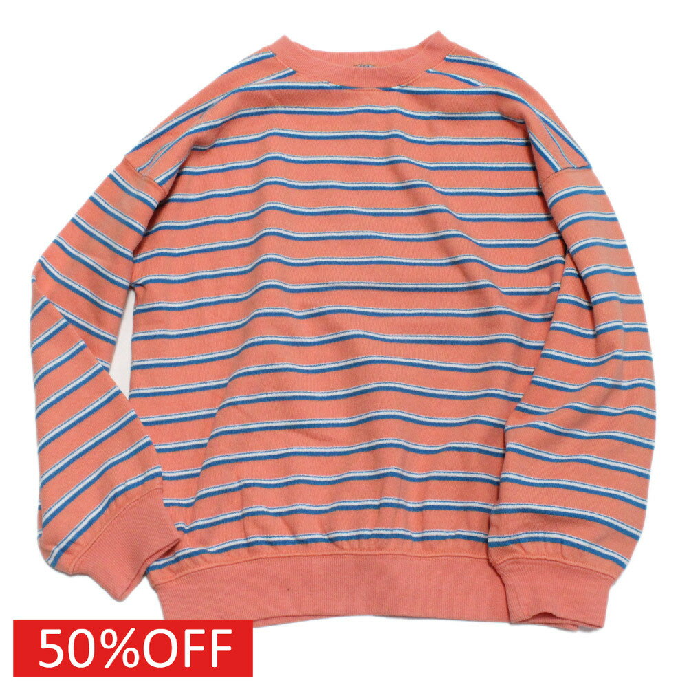 【ocean&ground/オーシャンアンドグラウンド/子供服/ベビー/キッズ/ジュニア】 セール 【50%OFF】 マルチボーダーBIGスウェット アプリコット(AP)