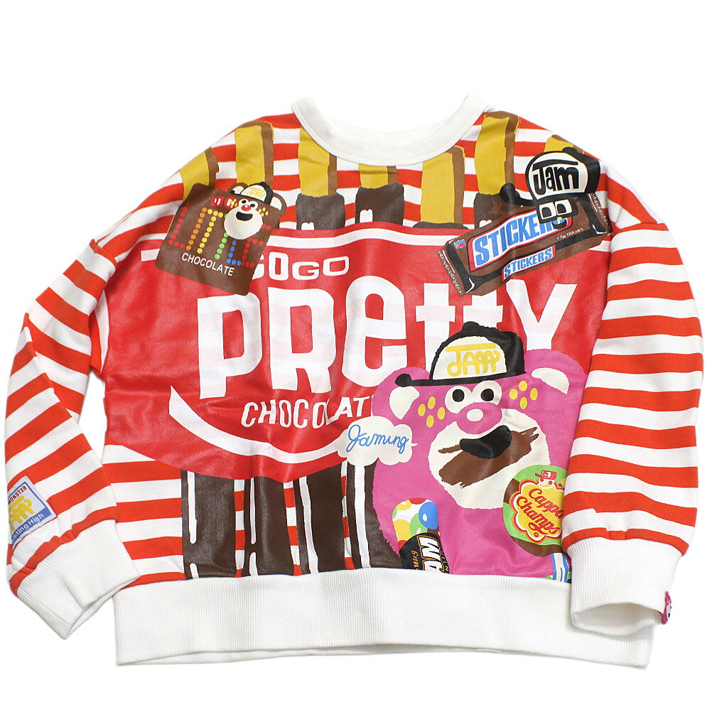 【ジャム/JAM/子供服/キッズ/男の子/女の子】 チョコまみれ ワイドトレーナー レッド