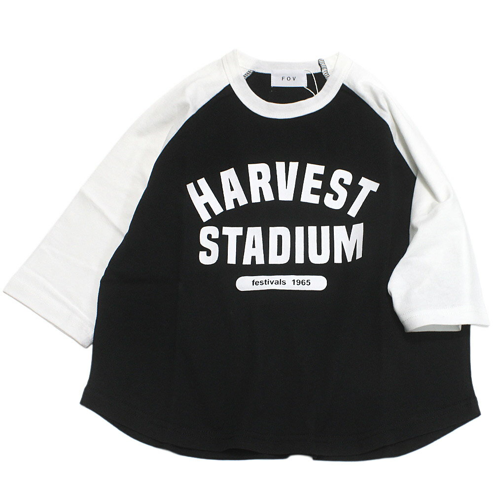 樂天商城 - 【FOV/フォブ/こども服/キッズ/親子/カジュアル】 HARVEST Tシャツ(7分袖) ブラック(BK)