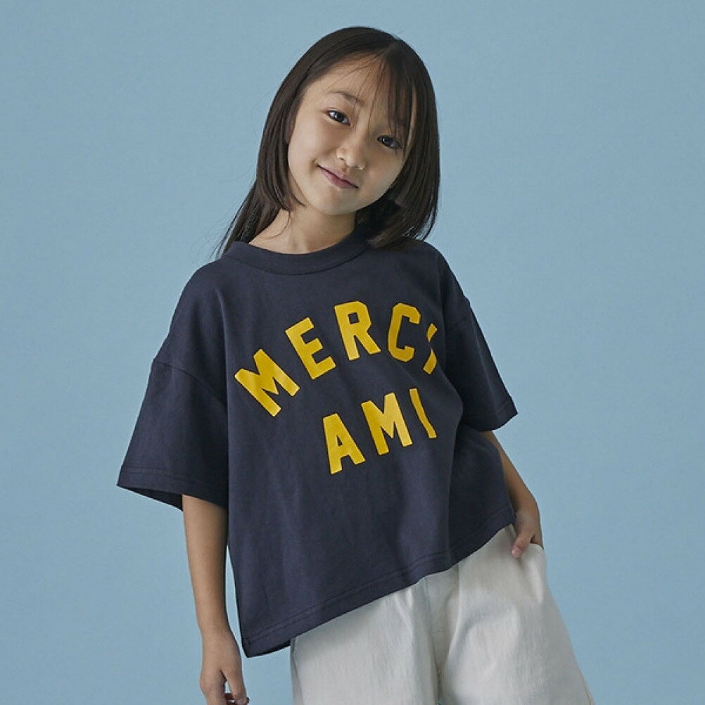 【FOV/フォブ/こども服/キッズ/親子/カジュアル】 MERCI Tシャツ ブラック(BK)